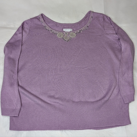 Beaded Sweater Worthington Pearl & Rhinestone Luxe Holiday Glam - Picture 3 of 14